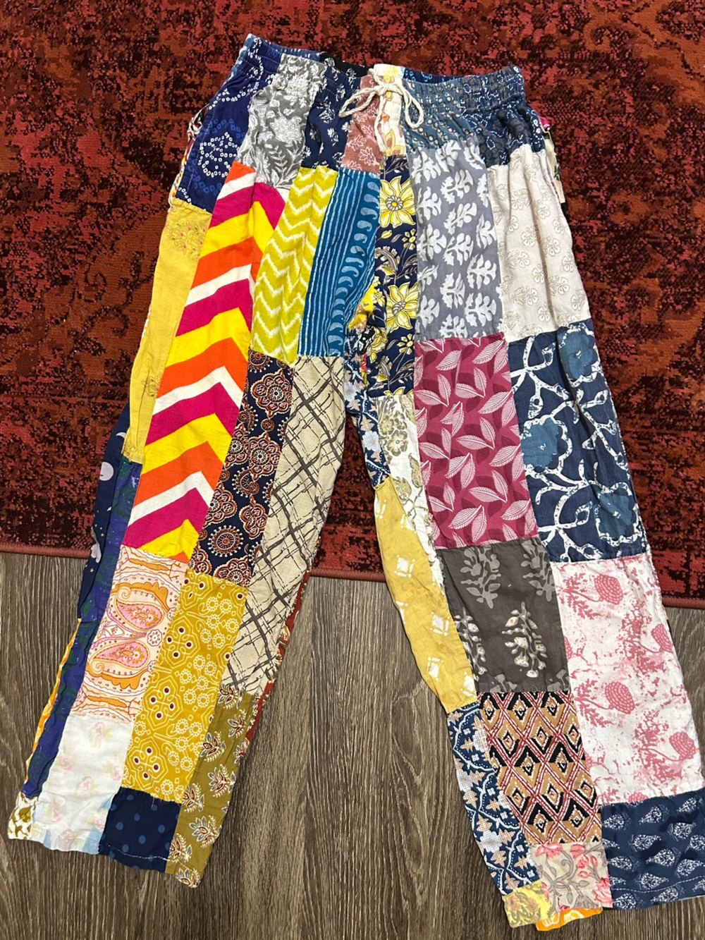 Kathmandu Imports Patchwork Pants Womens One Size Hippie Boho Drawstring Waist